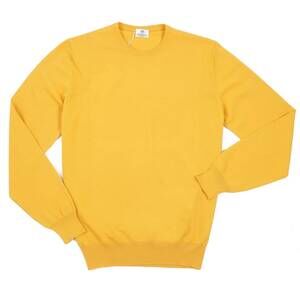 NEW LUIGI BORRELLI NAPOLI men's lightweight cotton sweater in golden yellow
